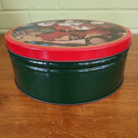 Vintage 1986 Coca Cola EMPTY Tin Storage Can Santa Christmas Train Helicopter T3 - Picture 4 of 8